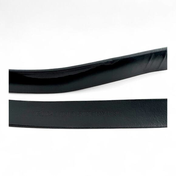 Ermanno Scervino Thin Black Patent Leather Belt Size 45 - Picture 4 of 6